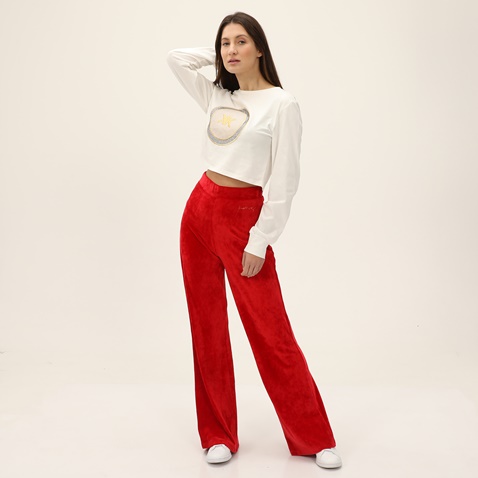 KENDALL+KYLIE-Γυναικείο cropped top KENDALL+KYLIE KKW.2W1.016.002 ART PATCH λευκό