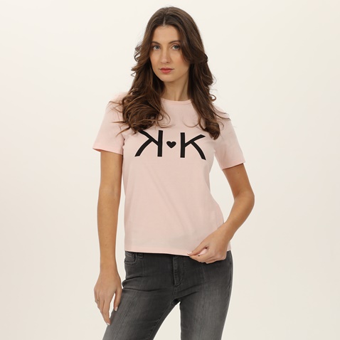 KENDALL+KYLIE-Γυναικείο t-shirt KENDALL+KYLIE KKW.2W1.016.027 LONGFIT OVERSIZED ροζ