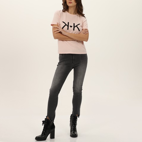 KENDALL+KYLIE-Γυναικείο t-shirt KENDALL+KYLIE KKW.2W1.016.027 LONGFIT OVERSIZED ροζ