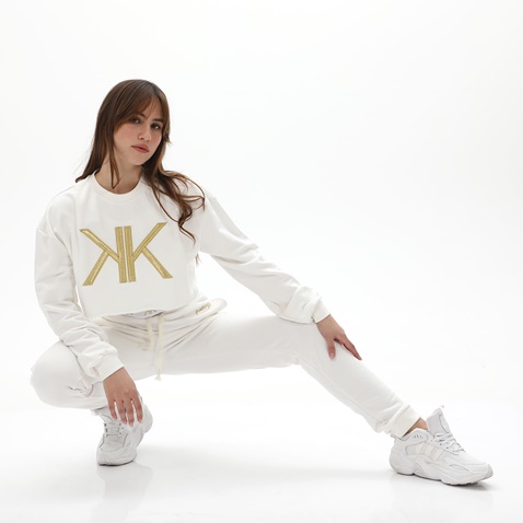 KENDALL+KYLIE-Γυναικείο παντελόνι φόρμας KENDALL+KYLIE KKW.2W0.017.001 BASIC λευκό