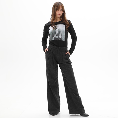 STAFF JEANS-Γυναικεία wide leg παντελόνα STAFF JEANS 60-017.036 SANDY γκρι