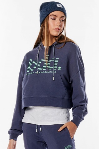 BODY ACTION-Γυναικεία oversized cropped φούτερ μπλούζα BODY ACTION 061219-01 μπλε