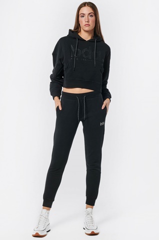 BODY ACTION-Γυναικεία oversized cropped φούτερ μπλούζα BODY ACTION 061219-01 μαύρη