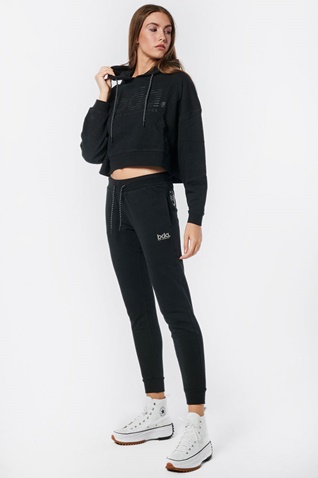 BODY ACTION-Γυναικεία oversized cropped φούτερ μπλούζα BODY ACTION 061219-01 μαύρη