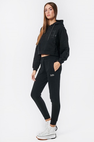 BODY ACTION-Γυναικεία oversized cropped φούτερ μπλούζα BODY ACTION 061219-01 μαύρη