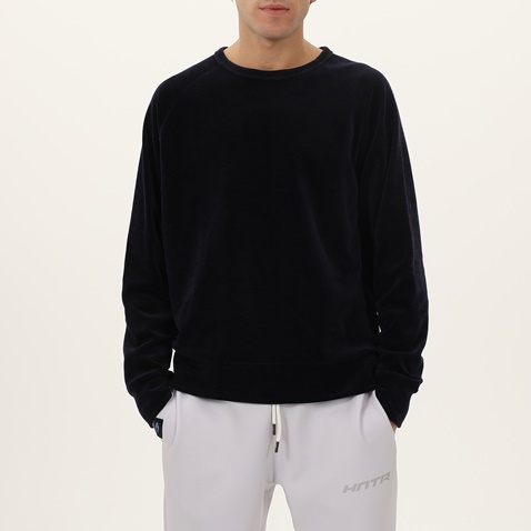 DIRTY LAUNDRY-Ανδρική μπλούζα DIRTY LAUNDRY DLMC07W22 Regular Fit Velvet Crewneck μπλε