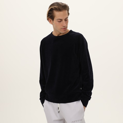 DIRTY LAUNDRY-Ανδρική μπλούζα DIRTY LAUNDRY DLMC07W22 Regular Fit Velvet Crewneck μπλε