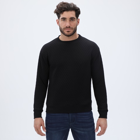 DIRTY LAUNDRY-Ανδρική φούτερ μπλούζα DIRTY LAUNDRY DLMC14W22 Quilted Regular Fit μαύρη