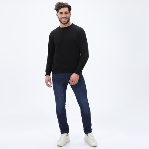 DIRTY LAUNDRY-Ανδρική φούτερ μπλούζα DIRTY LAUNDRY DLMC14W22 Quilted Regular Fit μαύρη