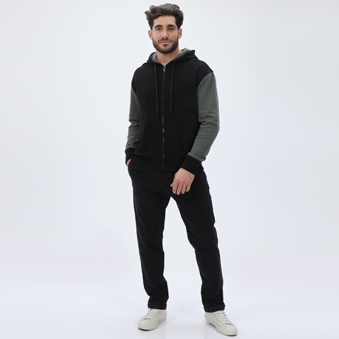 DIRTY LAUNDRY-Ανδρική φούτερ ζακέτα DIRTY LAUNDRY DLMF07W22 Contrasting Full Zip μαύρη χακί