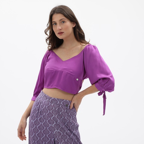 'ALE-Γυναικείο cropped top  'ALE 8916485 μοβ 