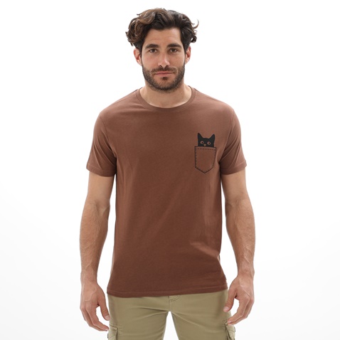 BATTERY-Ανδρικό t-shirt BATTERY 21231147 καφέ