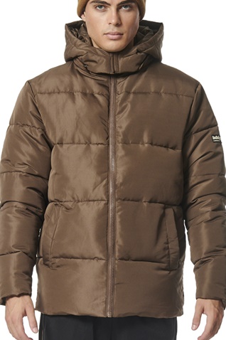 BODY ACTION-Aνδρικό puffer μπουφάν BODY ACTION 073327-01 καφέ