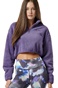 BODY ACTION-Γυναικείο cropped sherpa φούτερ BODY ACTION 061431-01 μοβ