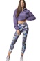 BODY ACTION-Γυναικείο cropped sherpa φούτερ BODY ACTION 061431-01 μοβ