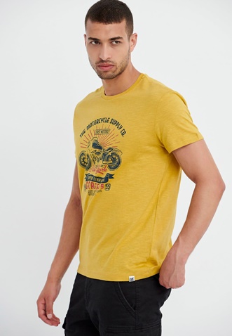 FUNKY BUDDHA-Ανδρικό t-shirt FUNKY BUDDHA κίτρινο