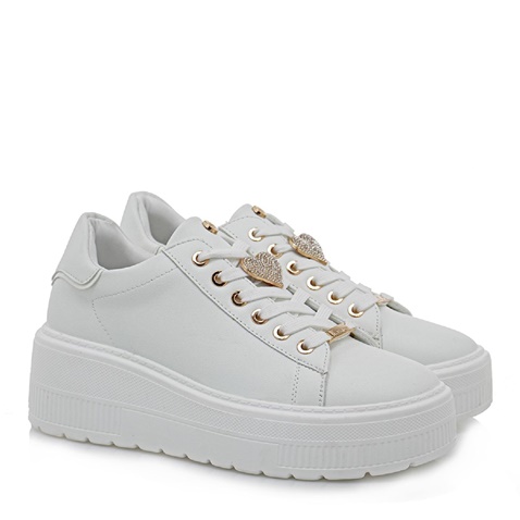 JK LONDON-Γυναικεία sneaker wedges JK LONDON T104B1312 λευκά