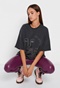 FUNKY BUDDHA-Γυναικείο oversized t-shirt FUNKY BUDDHA garment dyed ανθρακί