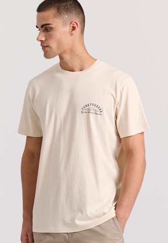 FUNKY BUDDHA-Ανδρικό t-shirt FUNKY BUDDHA FBM009-043-04 εκρού 